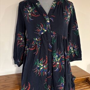 MAEVE Women’s Floral Print tunic style blouse in Navy size small